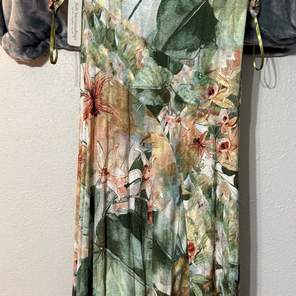 NWT Soft Surroundings Vivienne Dress Green and Pink A-line Maxi Dress - Picture 7 of 10